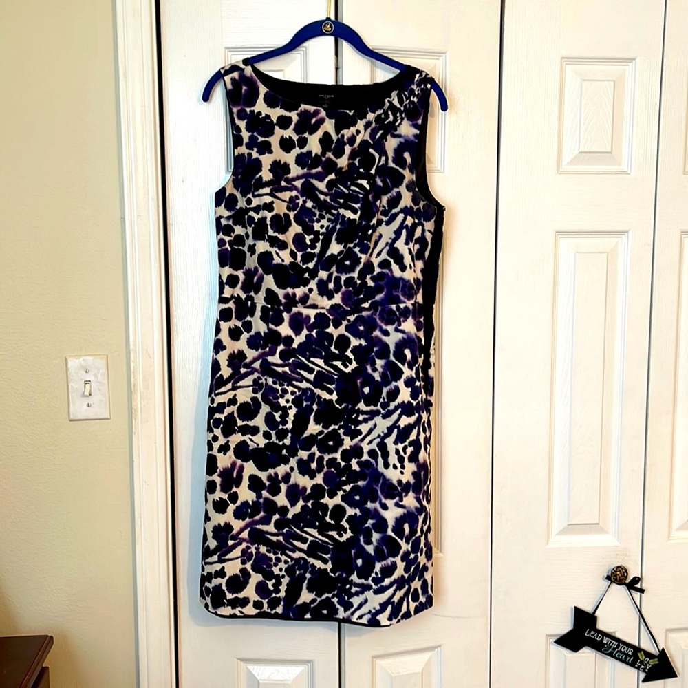 Ann Taylor white, navy, and purple dress
